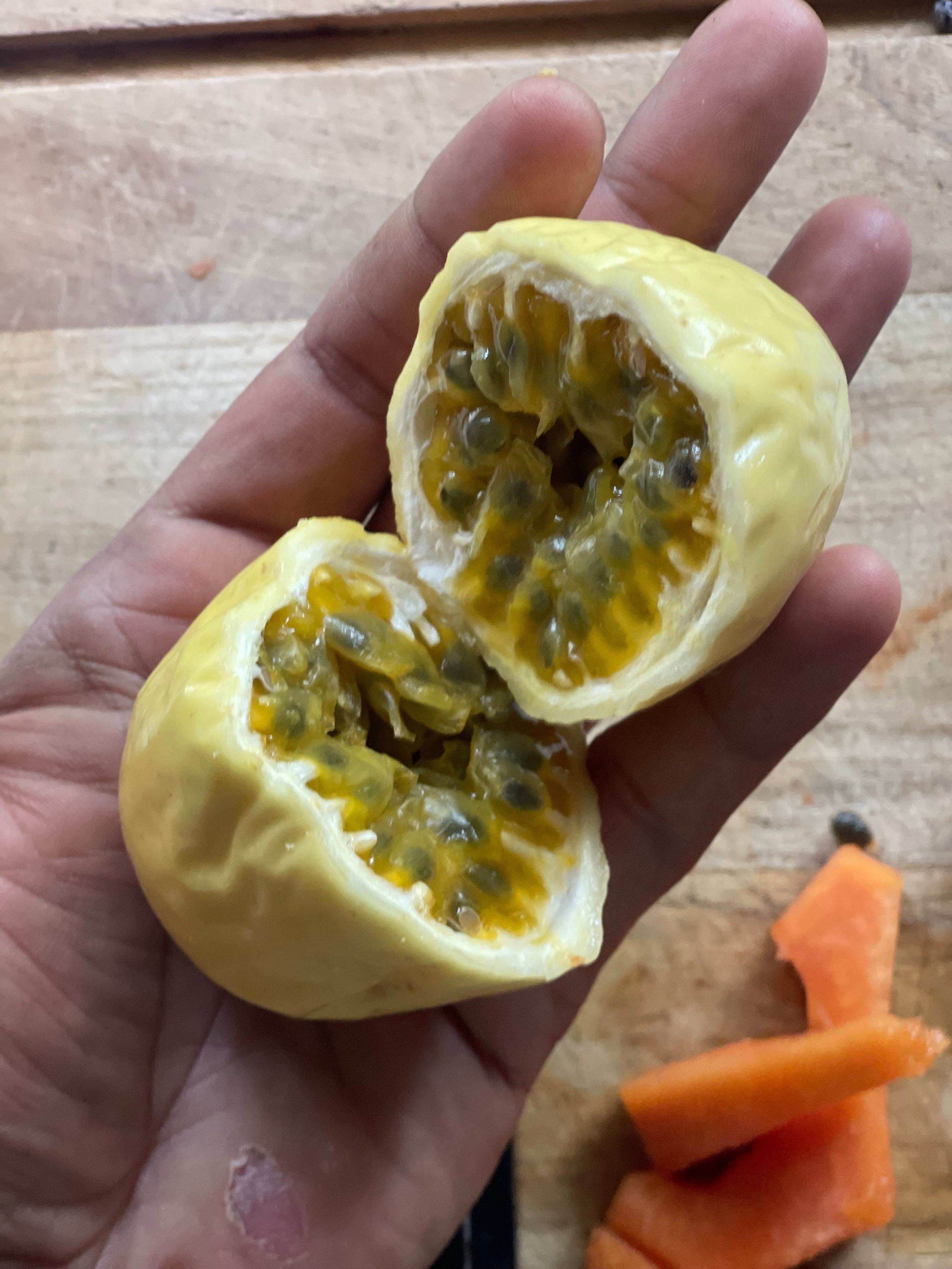 Yellow passionfruit (Passiflora edulis flavicarpa) seeds